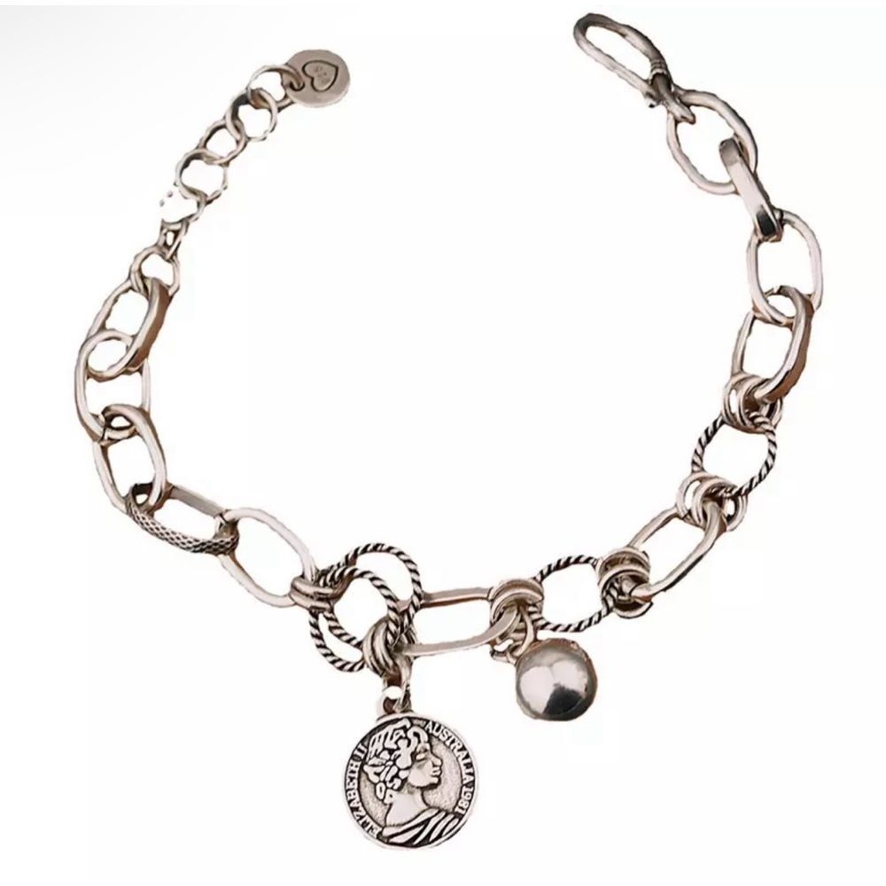 Retro Coin Silver Portrait Bracelet - Picture 4 of 5